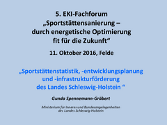 Sportstättenstatistik, -entwicklungsplanung und -infrastrukturförderung des Landes Schleswig-Holstein  herunterladen